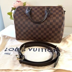 SOLD Louis Vuitton Speedy 30 Bandouliere Damier Ebene 100% Authentic CLASSIC Bag